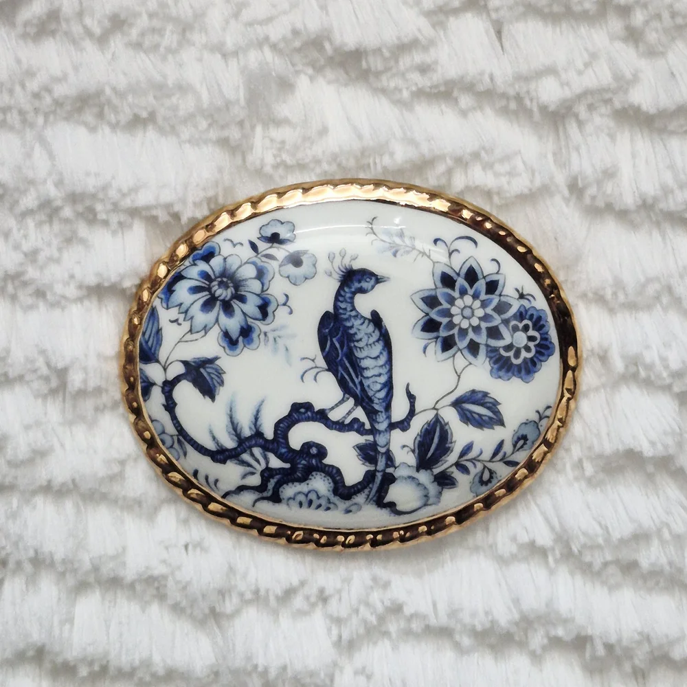 Vintage Aynsley Peacock Floral Brooch Pin - Picture 1 of 5